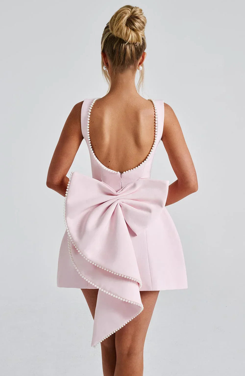 Sabrina | Damen Rosa Ärmelloses A-Linien Minikleid Perlenbesatz – Mini Perlen 2026