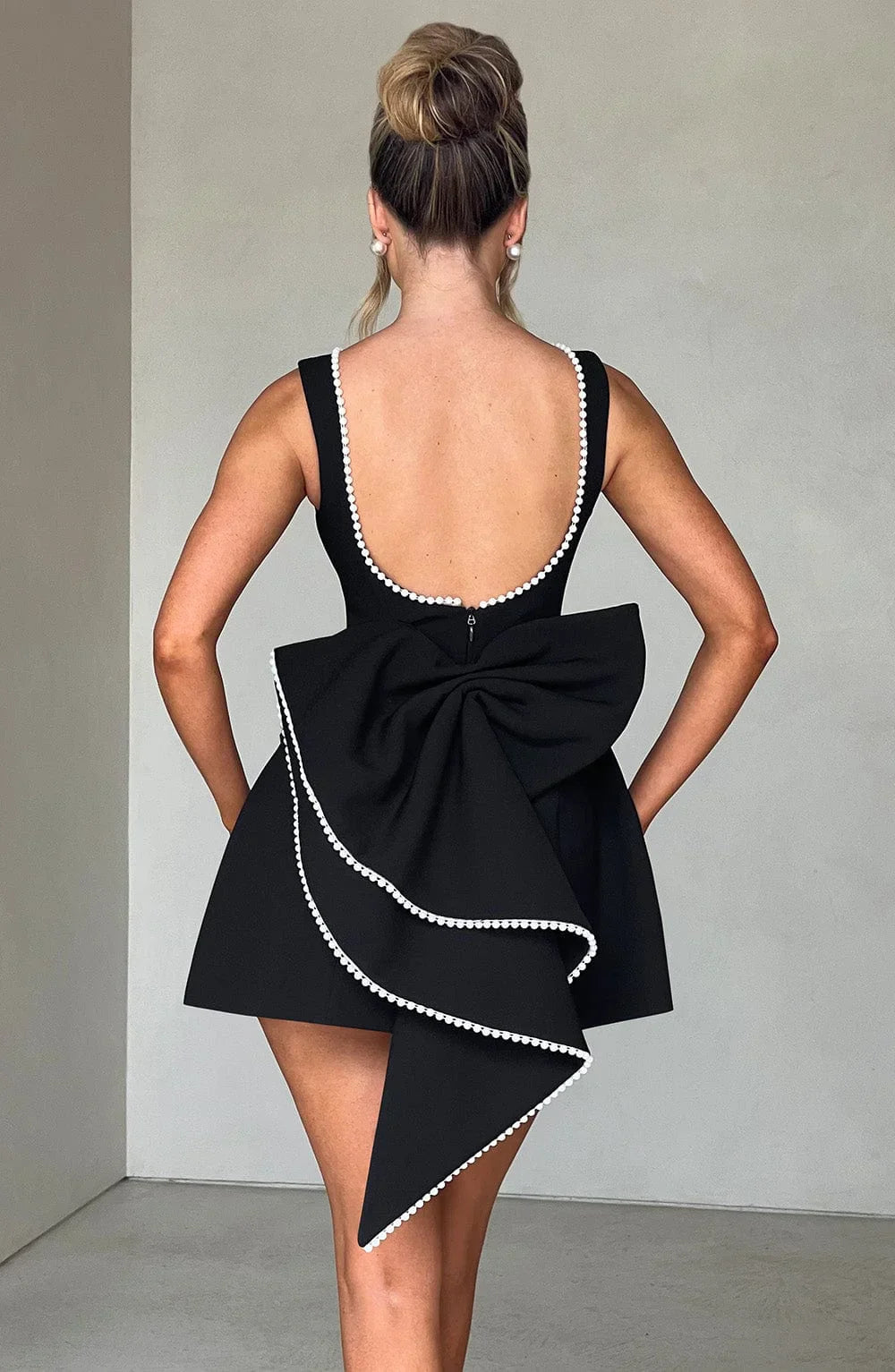 Sabrina | Damen Rosa Ärmelloses A-Linien Minikleid Perlenbesatz – Mini Perlen 2026