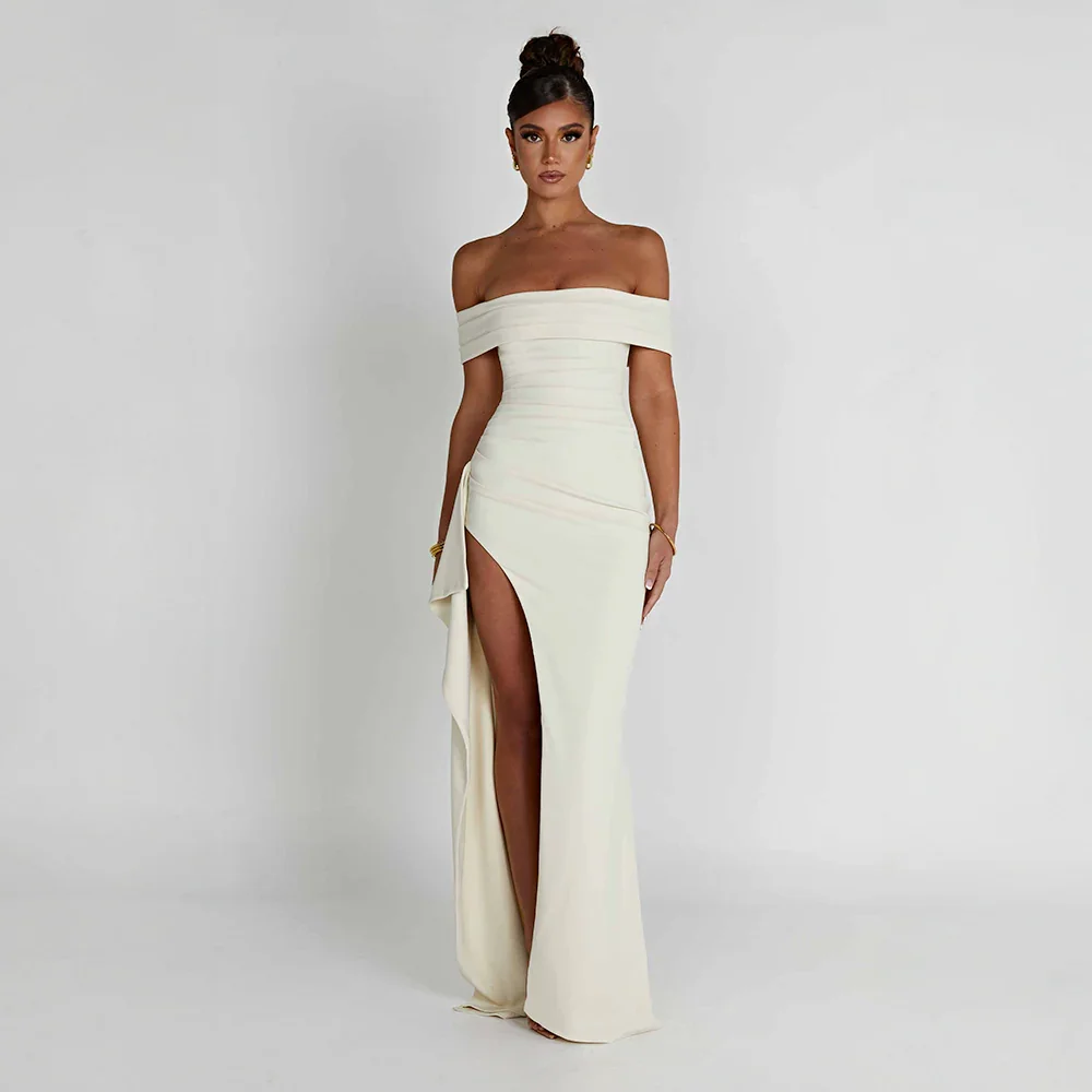Agnes | Damen Maxikleid Schulterfreis Seitenschlitz – Off-Shoulder Maxi Schlitz 2026