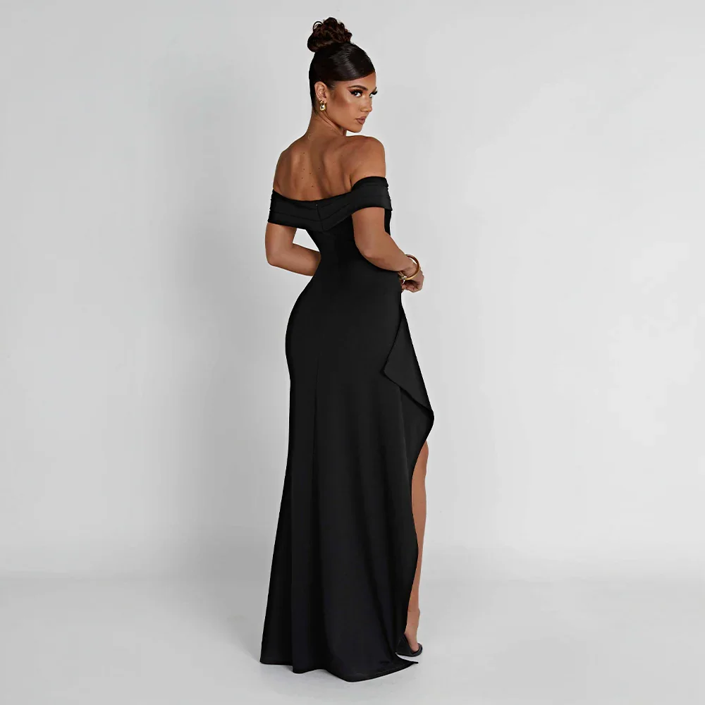 Agnes | Damen Maxikleid Schulterfreis Seitenschlitz – Off-Shoulder Maxi Schlitz 2026