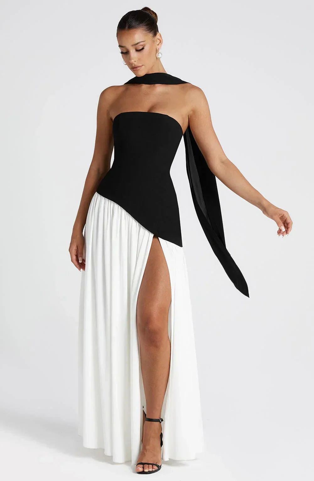 Nathalie | Damen Maxikleid Korsettstil Schaldetail Hoher Schlitz – Korsett Maxi 2026