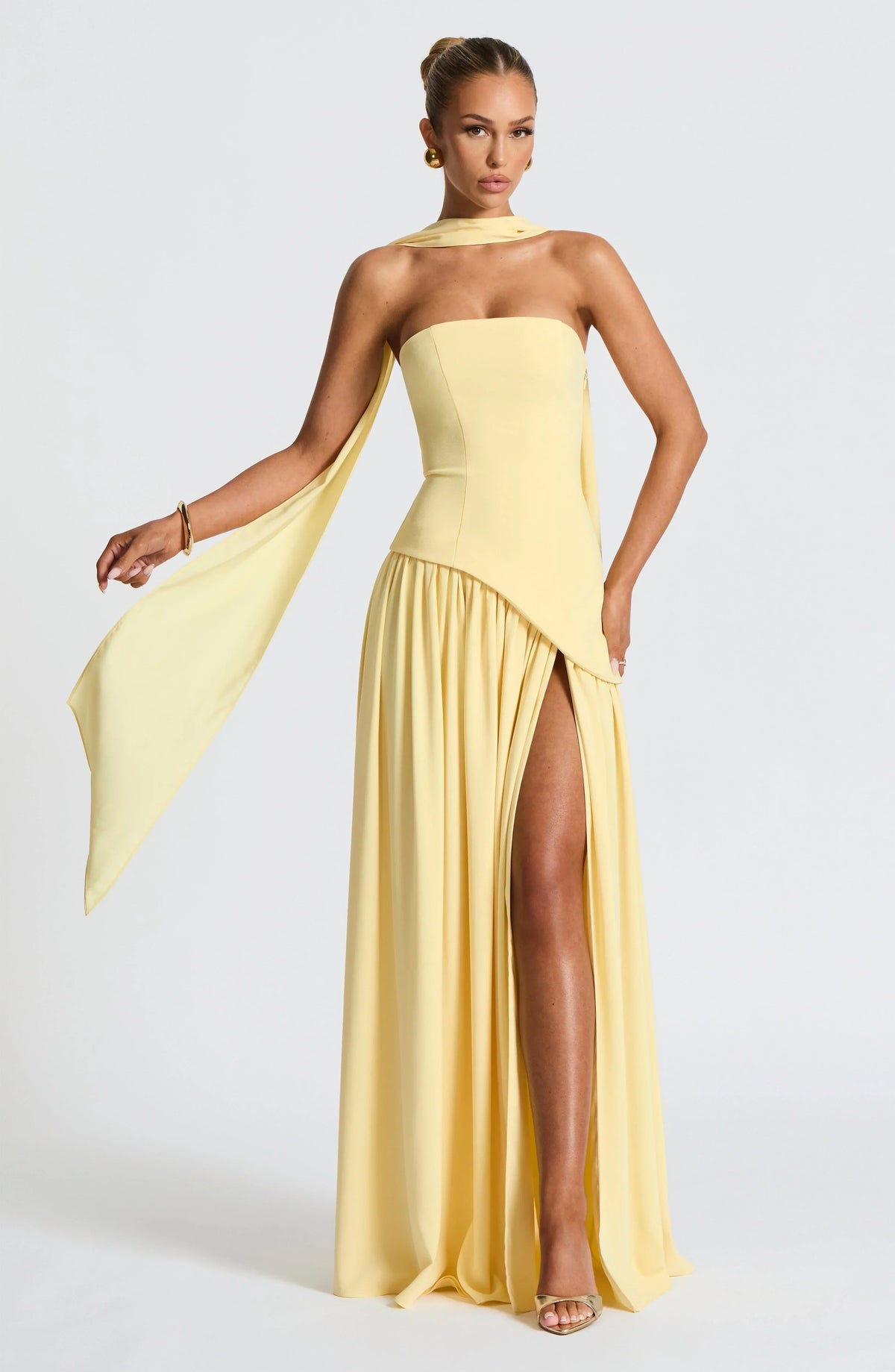 Nathalie | Damen Maxikleid Korsettstil Schaldetail Hoher Schlitz – Korsett Maxi 2026