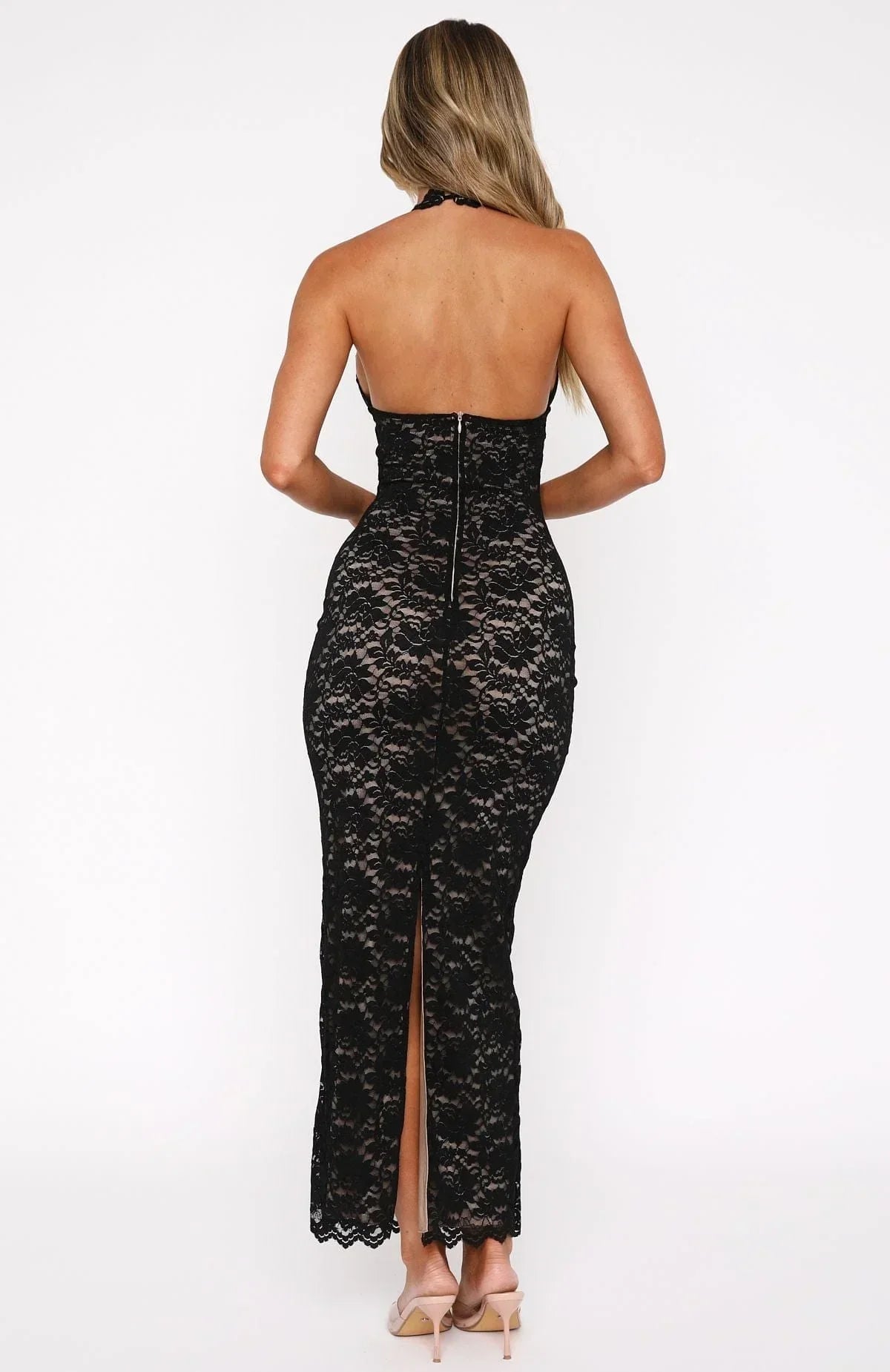 Petra | Damen Schwarzes Maxikleid Spitze Offener Rücken – Maxi Schwarz Spitze 2026