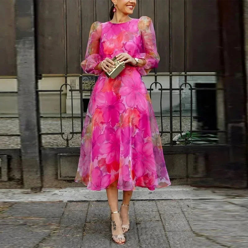Greta | Damen Midi Kleid Blumenmuster Langarm Leicht – Blumen Midi Langarm 2026