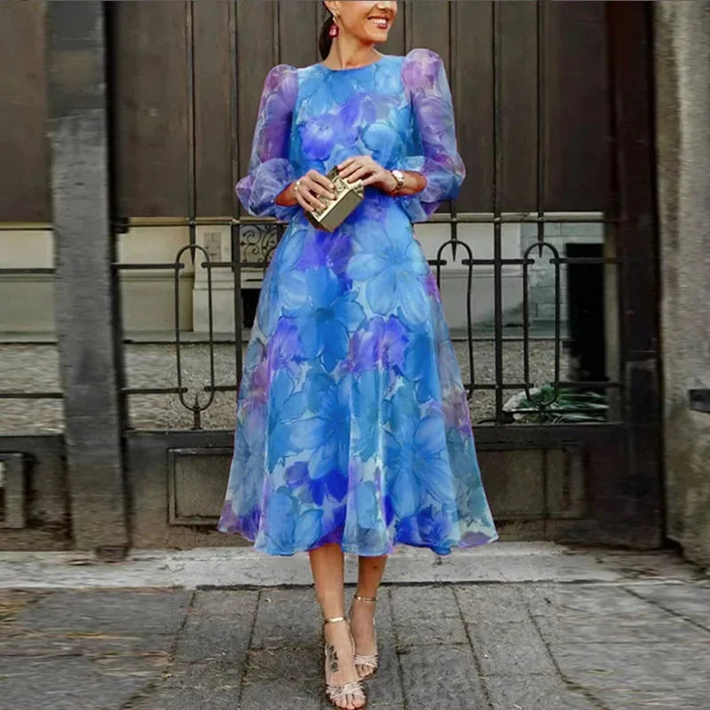 Greta | Damen Midi Kleid Blumenmuster Langarm Leicht – Blumen Midi Langarm 2026
