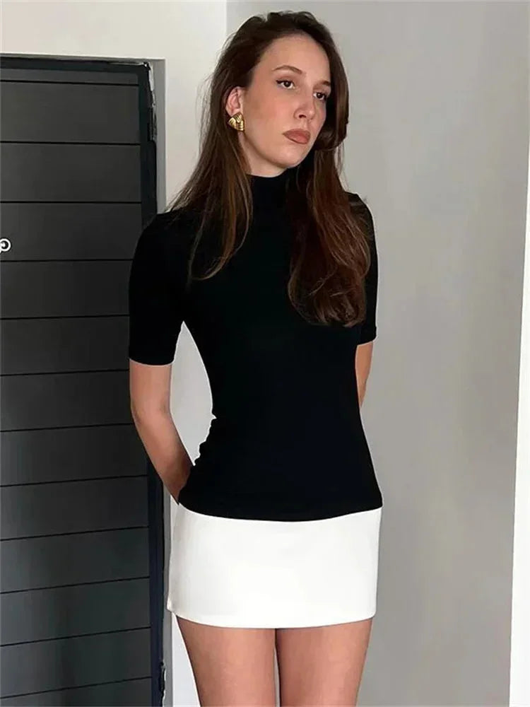 Zelda | Damen Zweifarbiges Sommerkleid Rollkragen – Colorblock Kleid Rollkragen 2026