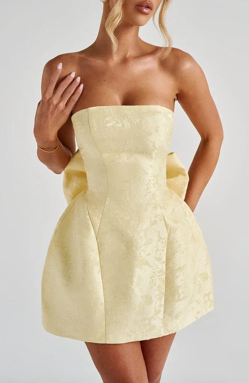 Rita | Damen Trägerloses Jacquard Minikleid Rückenausschnitt – Jacquard Mini 2026