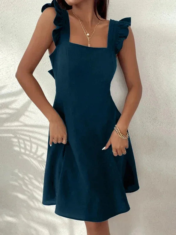 Lena | Damen Kurzes Ausgestelltes Kleid Rüschenärmel – Mini Kleid Rüschen 2026