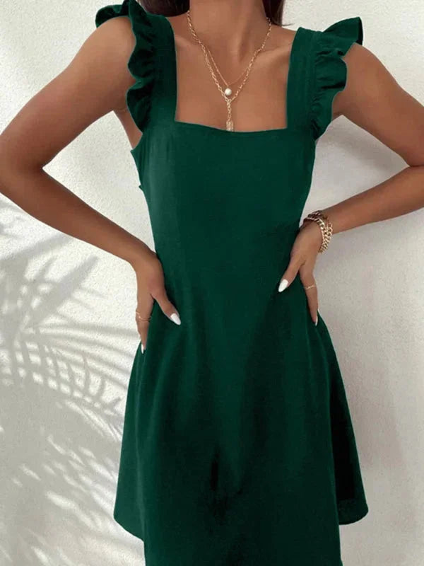Lena | Damen Kurzes Ausgestelltes Kleid Rüschenärmel – Mini Kleid Rüschen 2026