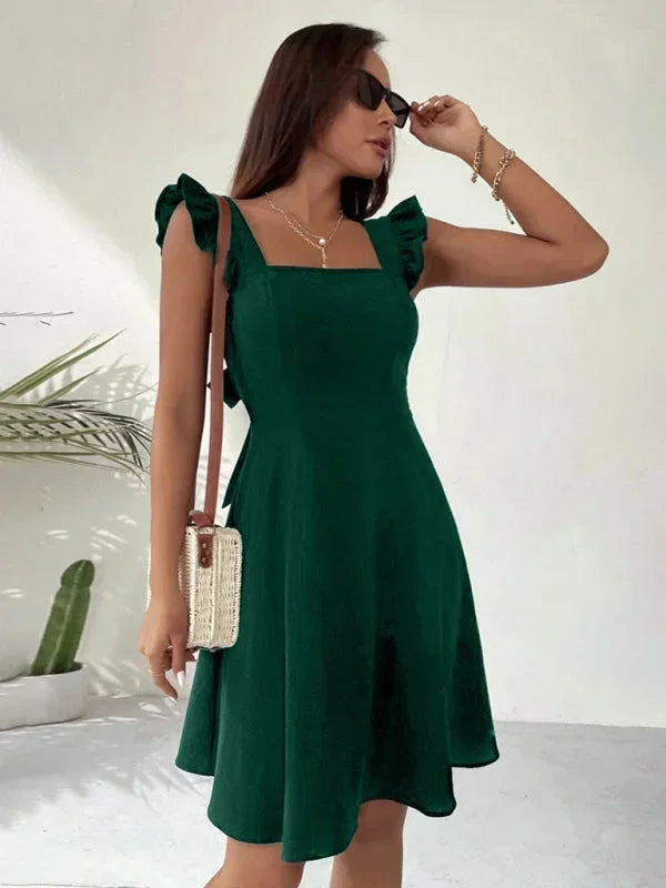 Lena | Damen Kurzes Ausgestelltes Kleid Rüschenärmel – Mini Kleid Rüschen 2026