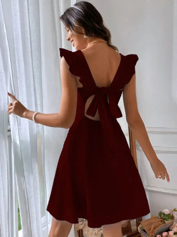 Lena | Damen Kurzes Ausgestelltes Kleid Rüschenärmel – Mini Kleid Rüschen 2026