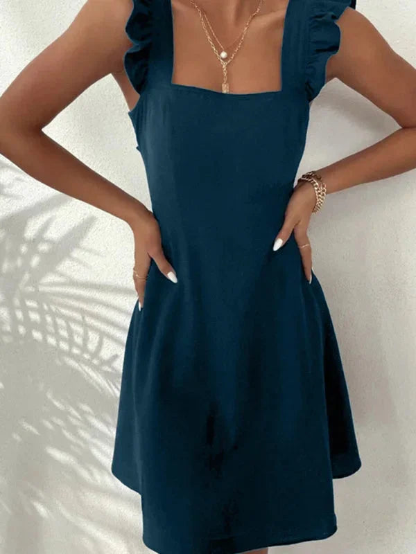 Lena | Damen Kurzes Ausgestelltes Kleid Rüschenärmel – Mini Kleid Rüschen 2026
