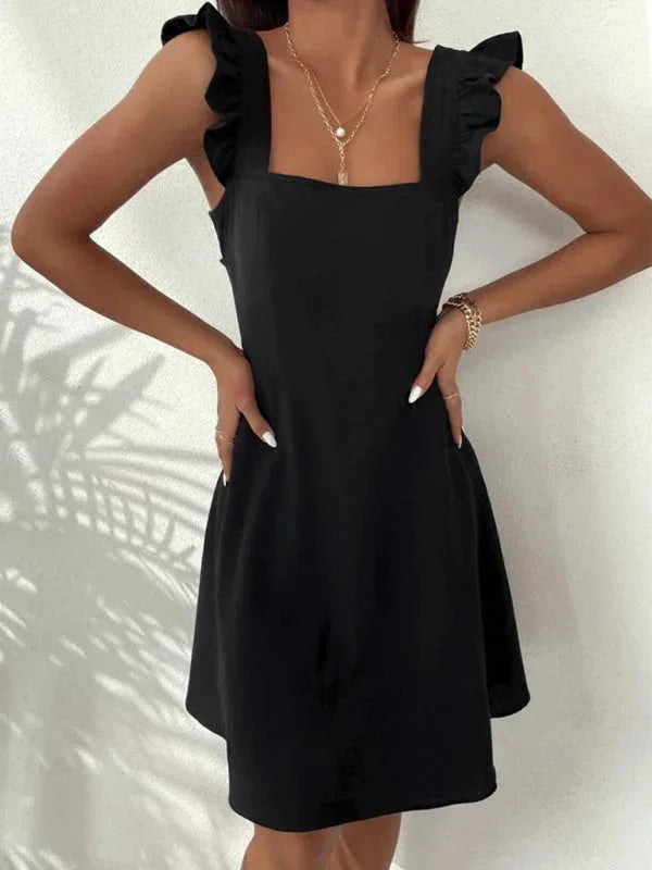 Lena | Damen Kurzes Ausgestelltes Kleid Rüschenärmel – Mini Kleid Rüschen 2026