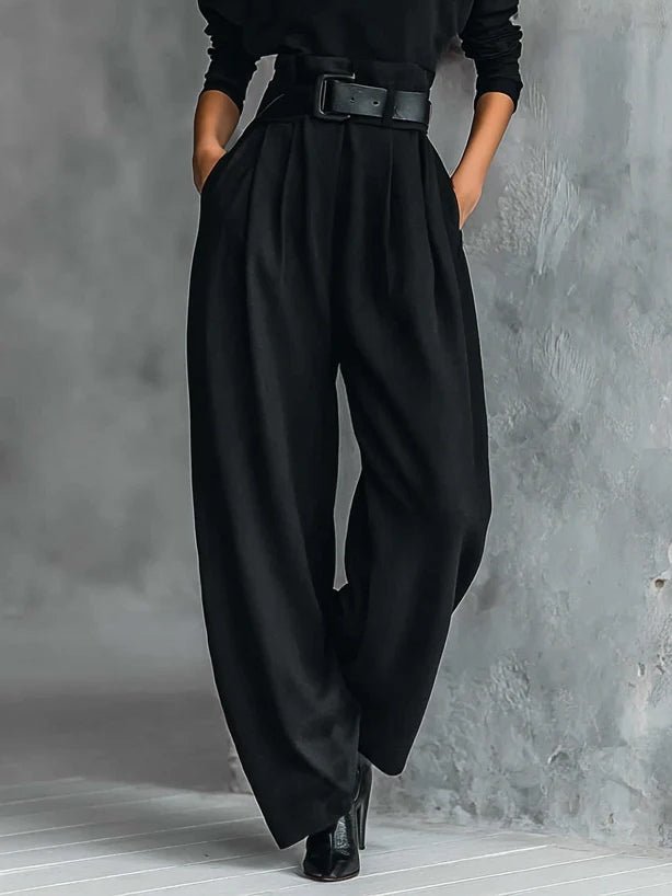 Elisabeth | Rollkragen Jumpsuit Set mit Gürtel Langarm Zweiteiler