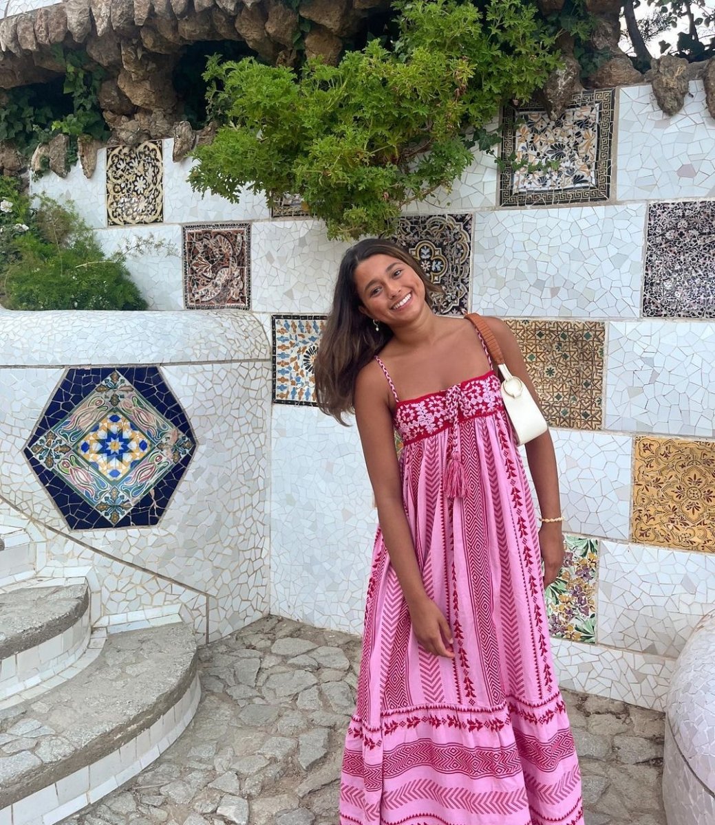 Rosa Sommer Boho Maxi Kleid Mit Muster