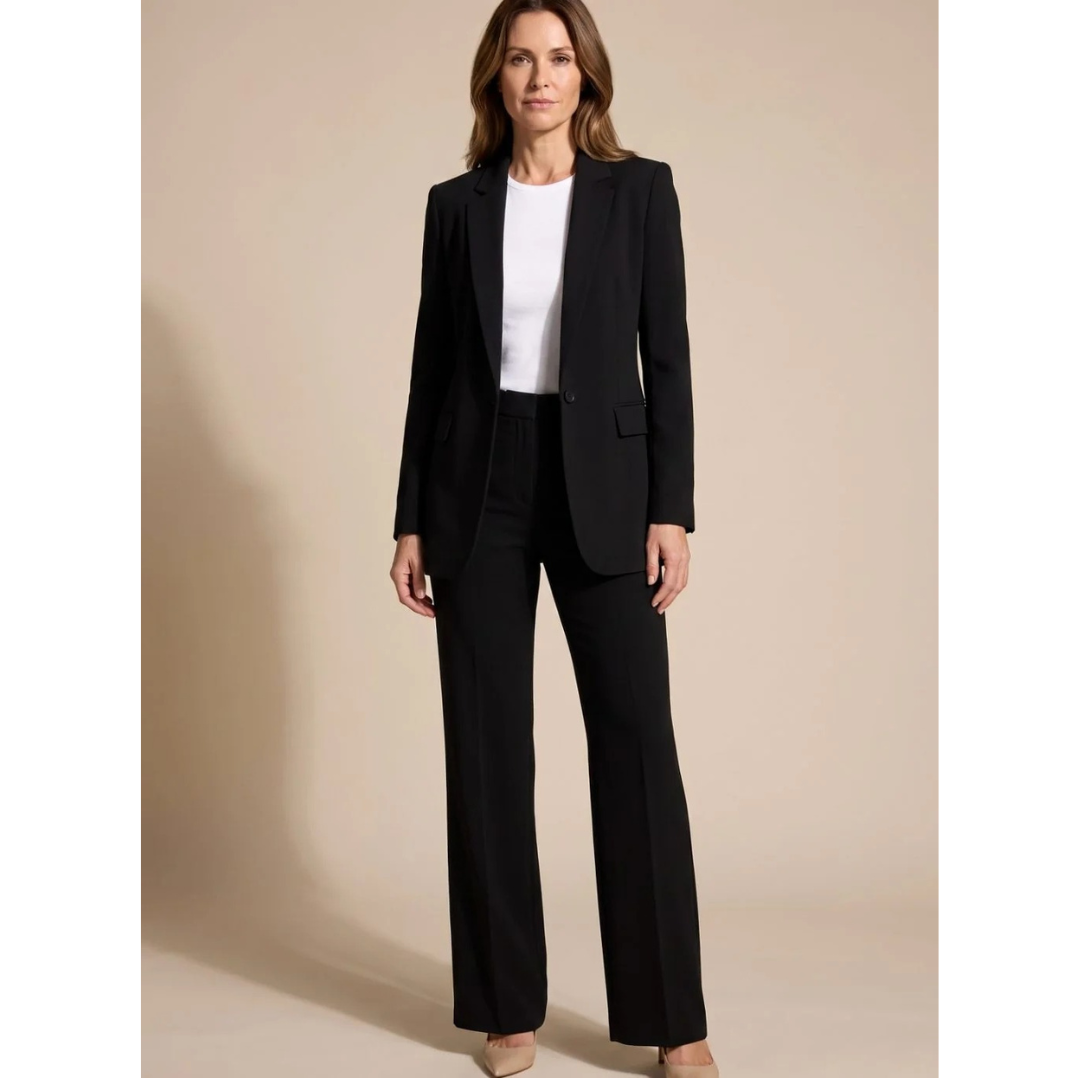 Rosalinde | Damen Hosenanzug mit Blazer und weiter Hose, Revers und Taschen