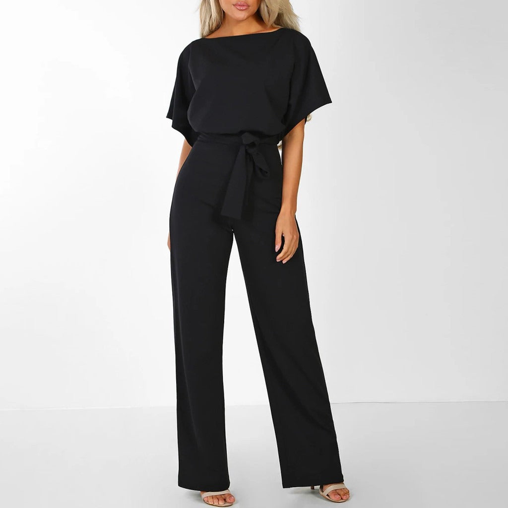 Rosalinde | Damen Jumpsuit Mit Weiten Beinen Und Gürtel