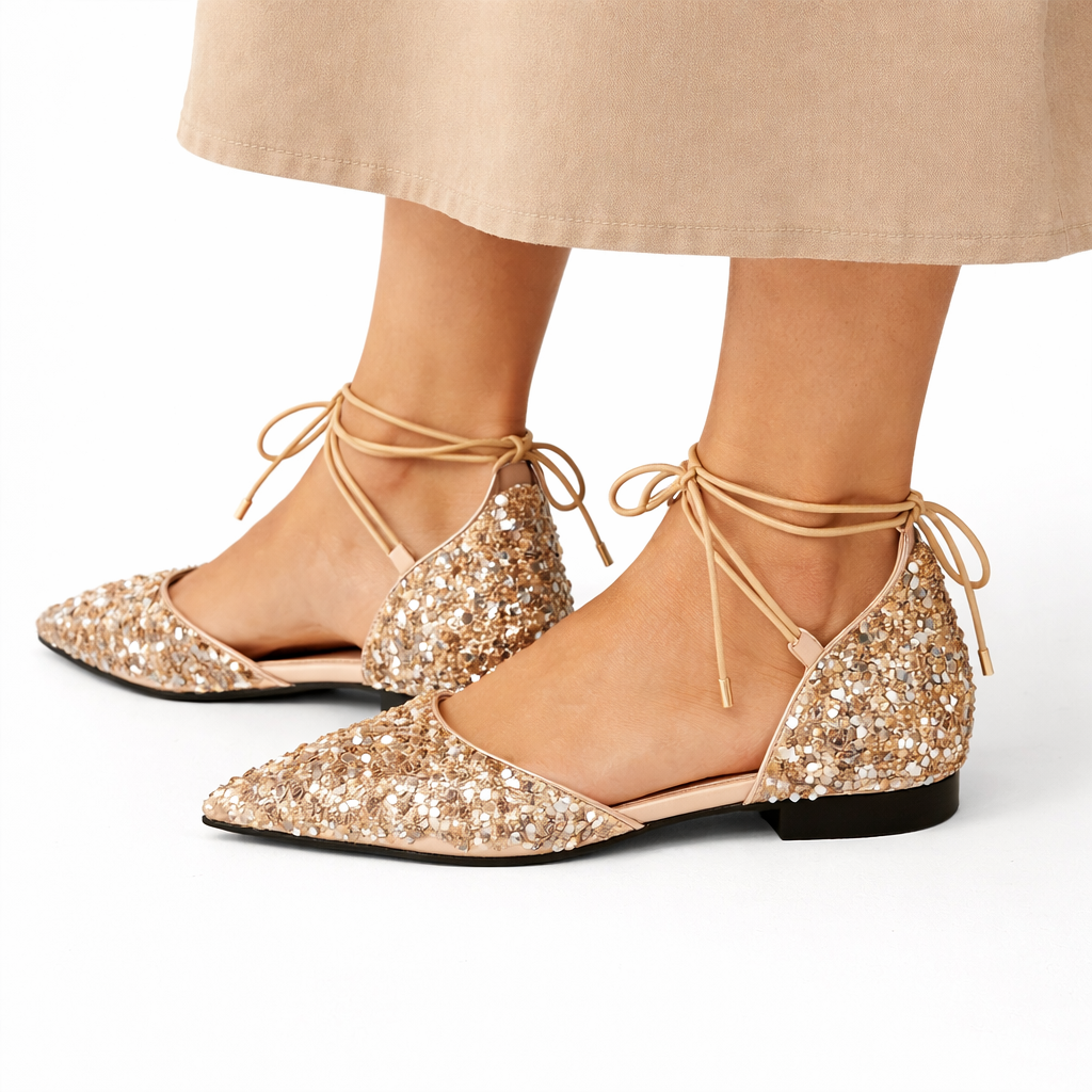 Rosemunde | Damen Glitzer Schnürschuhe Spitz