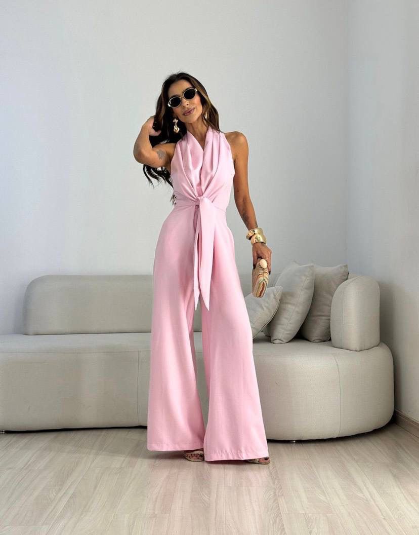 Kamwi - Eleganter Jumpsuit Mit Drapiertem Ausschnitt Und Weitem Bein