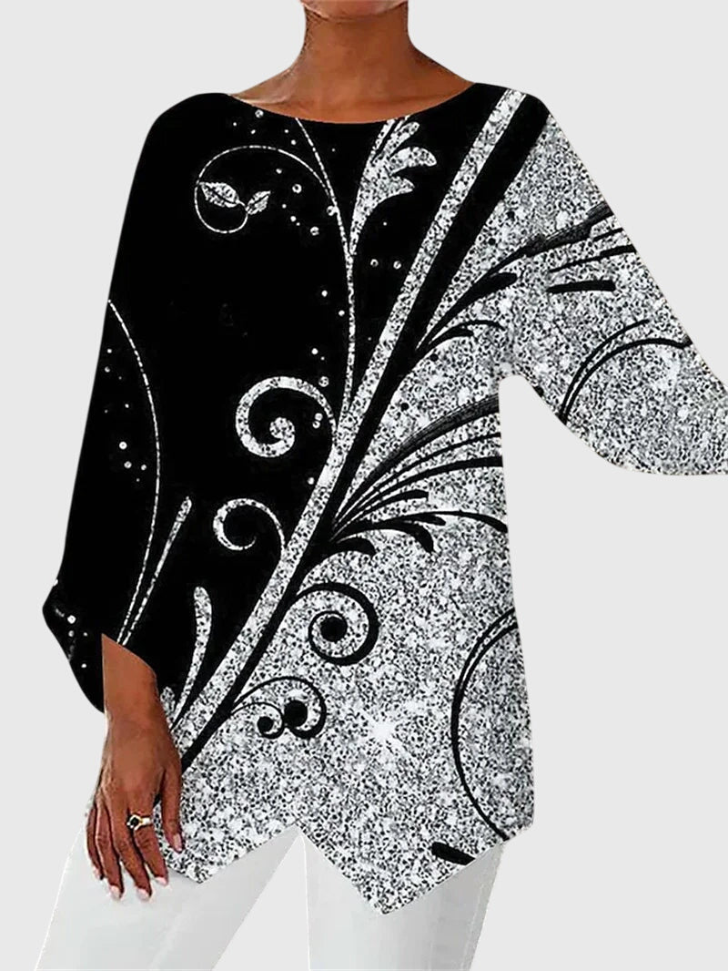 Saskia | Damen Schmetterling Print Tunika mit Glitzer