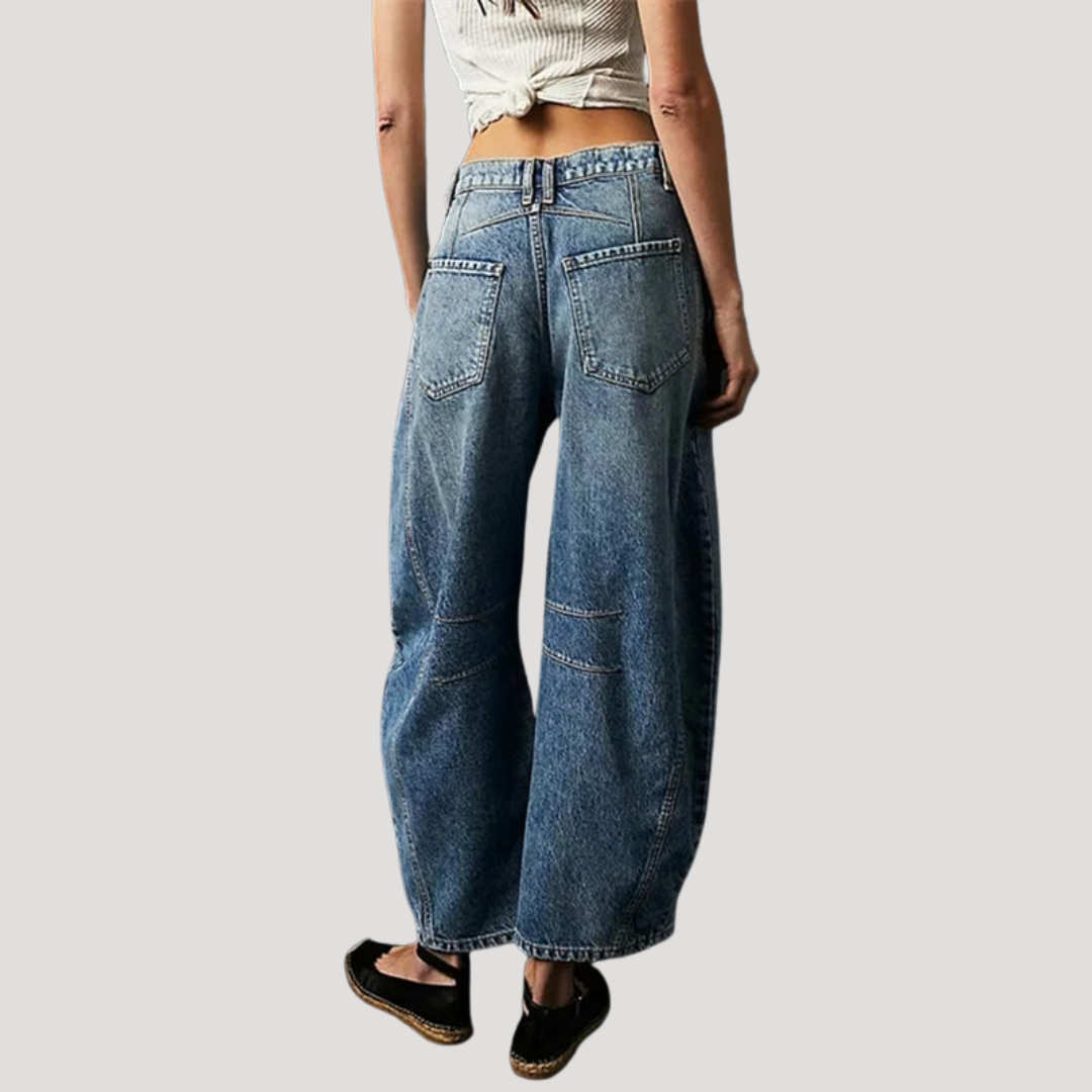 Saskia | Damen Weite Jeans Leopardenmuster Barrel Leg