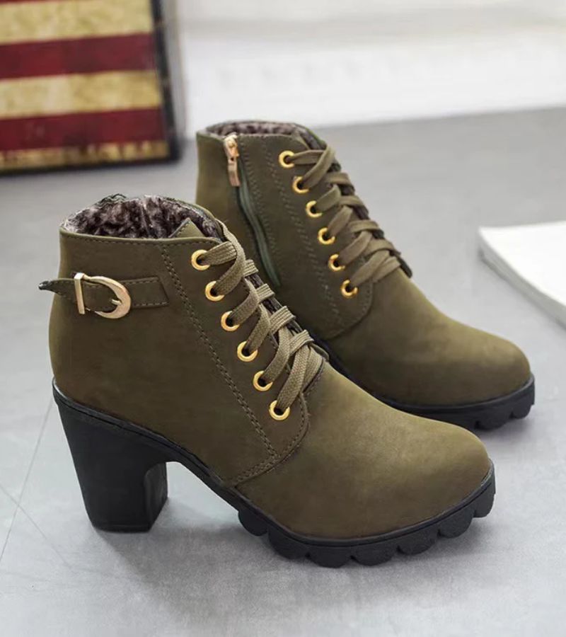 Schnürstiefel Damen mit Schnalle