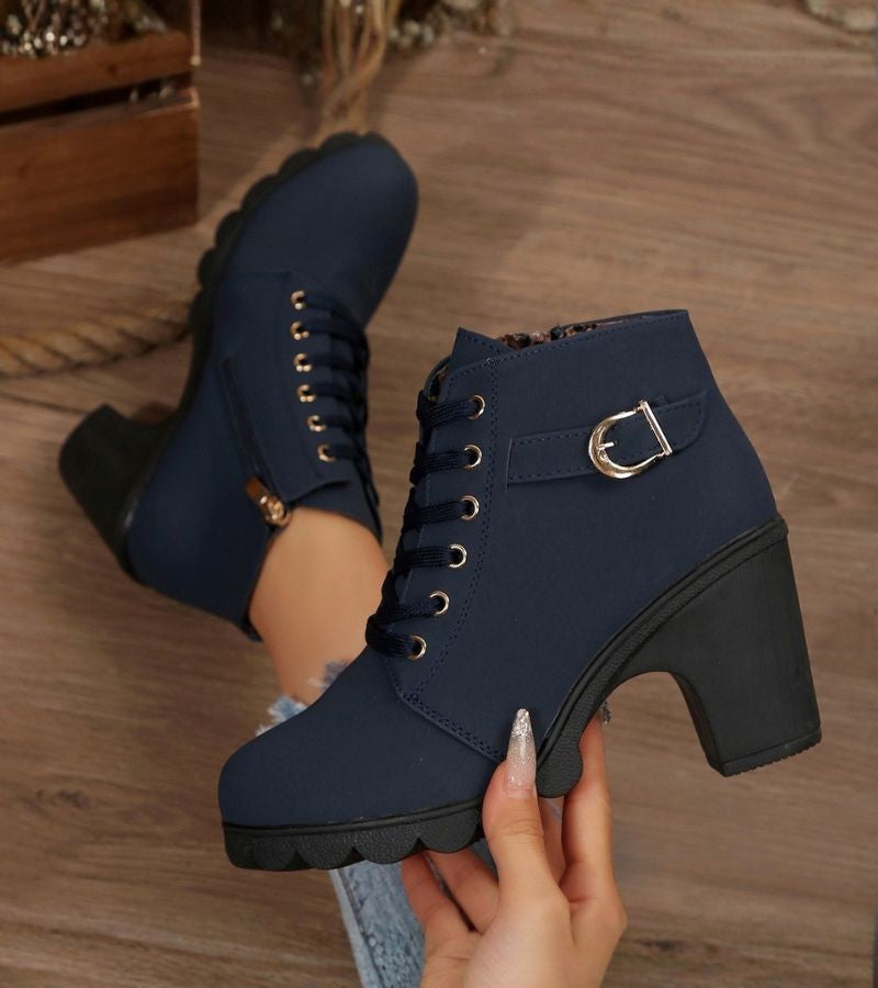 Schnürstiefel Damen mit Schnalle