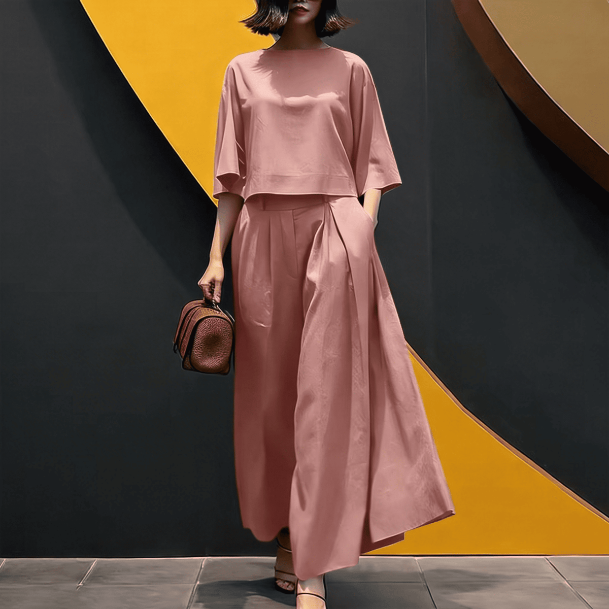Sofia™ Set mit Lockerer Cropped-Bluse und High-Waist Culotte