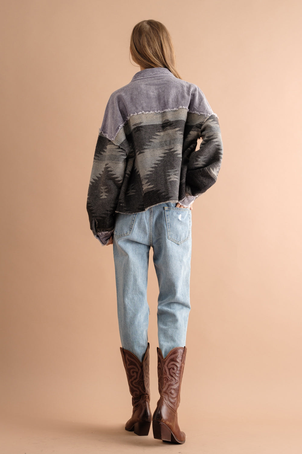 Damen-Überhemd aus Jacquard-Cord mit Taschen – Océane