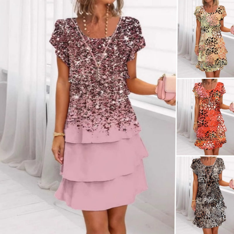 Jonna - Stilvolles Kleid Mit Leopard Enmuster Und Pailletten