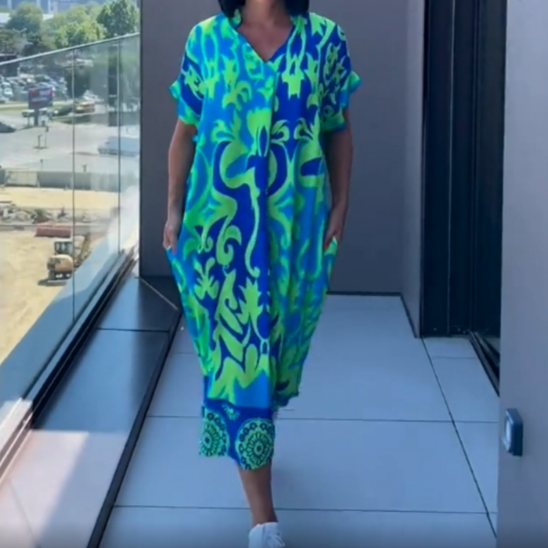 Yunae - Leichtes Printkleid mit V-Ausschnitt