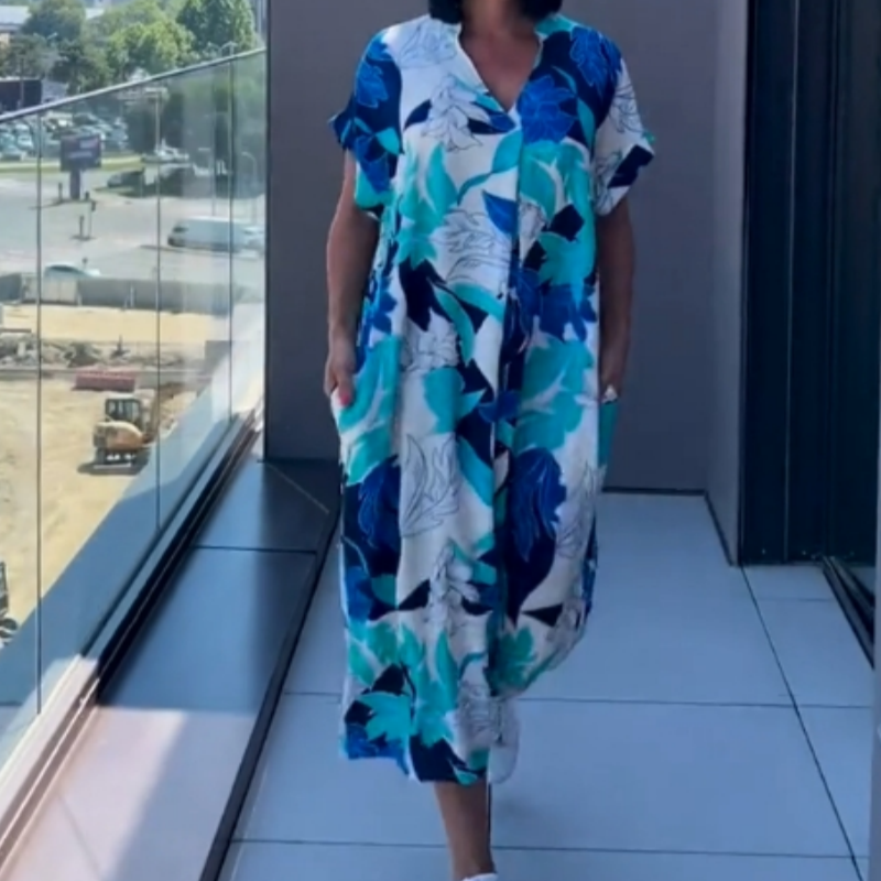 Yunae - Leichtes Printkleid mit V-Ausschnitt