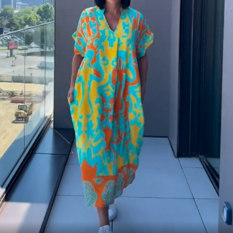 Yunae - Leichtes Printkleid mit V-Ausschnitt