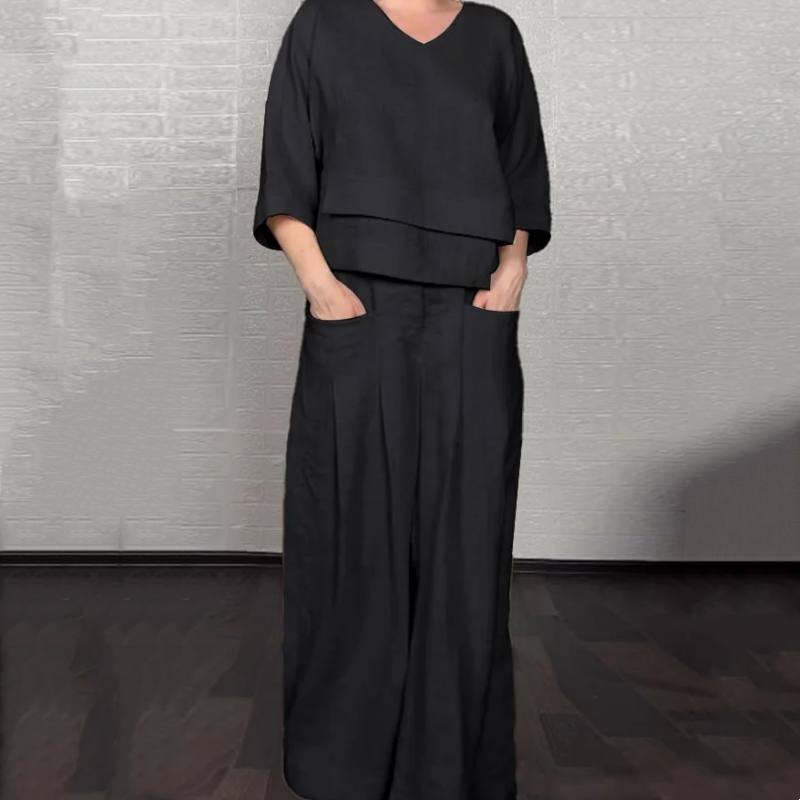 Noa | Damen Weites Minimalistisches Zweiteiler-Set – Minimal Set Wide Leg