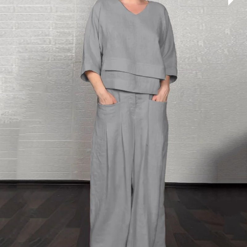 Noa | Damen Weites Minimalistisches Zweiteiler-Set – Minimal Set Wide Leg