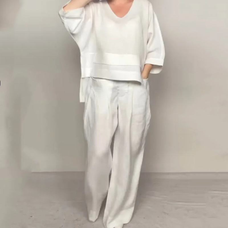 Noa | Damen Weites Minimalistisches Zweiteiler-Set – Minimal Set Wide Leg