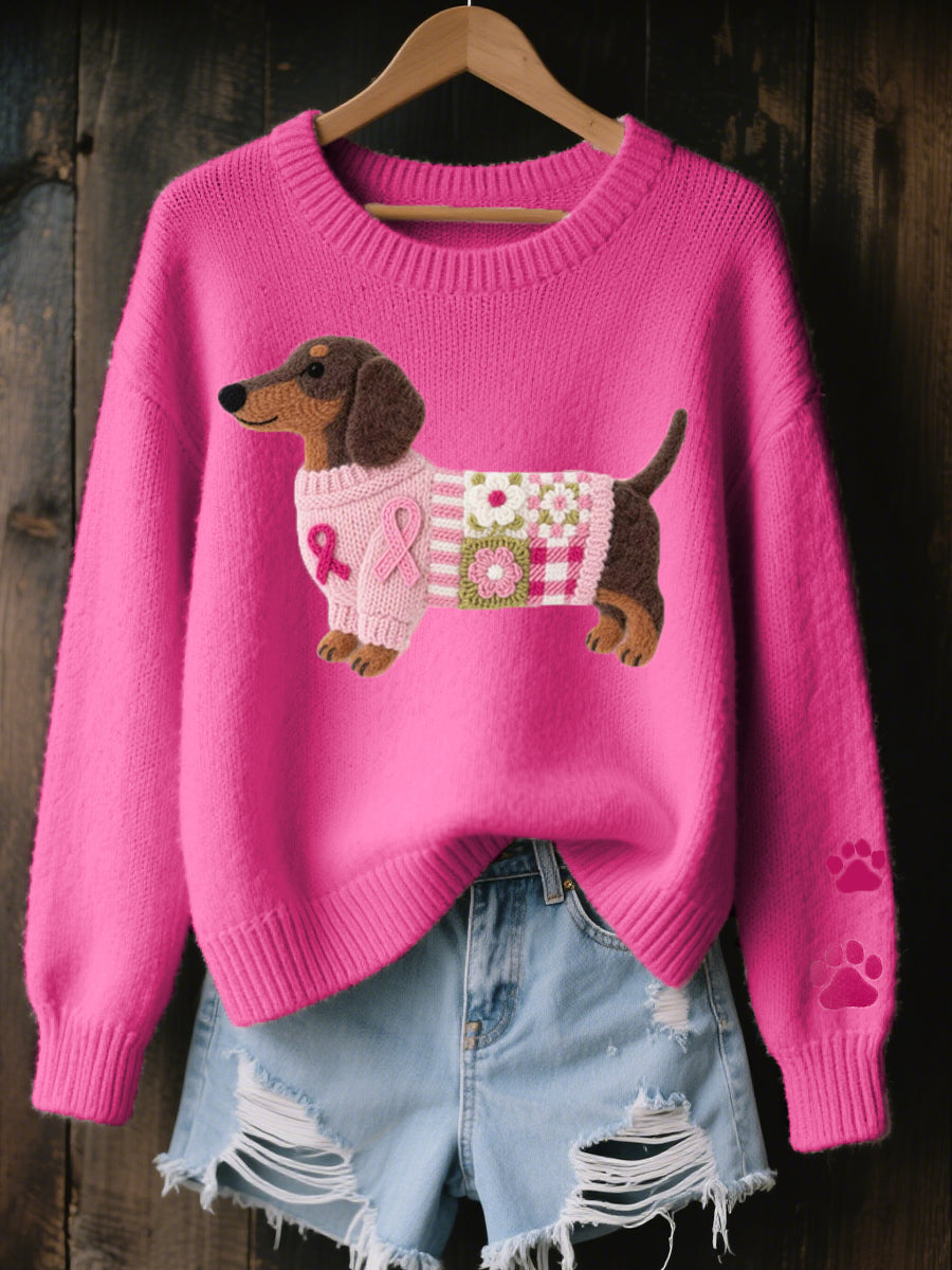 Naoni – Strickpullover mit Dackelmotiv aus Wollfilz