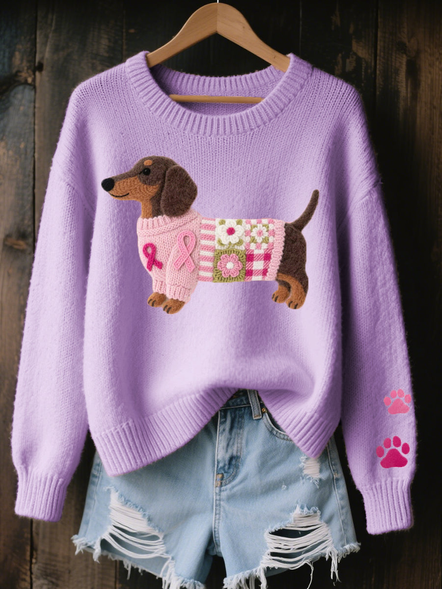 Naoni – Strickpullover mit Dackelmotiv aus Wollfilz