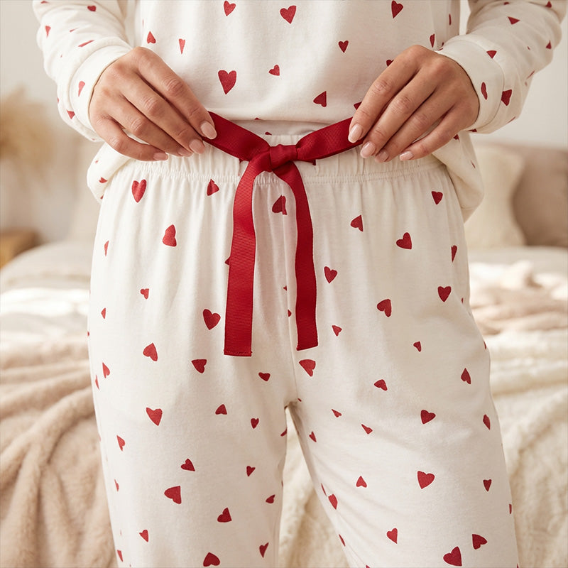 Rugile - Bequemes Pyjama Set Mit Herzmuster