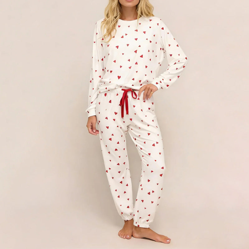 Rugile - Bequemes Pyjama Set Mit Herzmuster