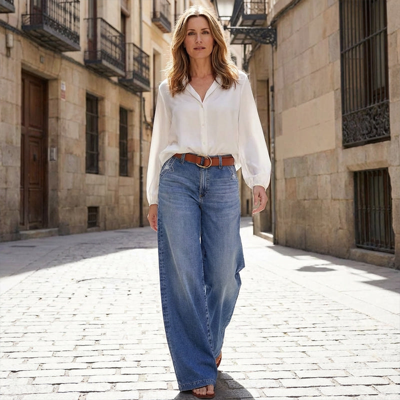 Frida | Weite High-Waist-Jeans im Vintage-Look