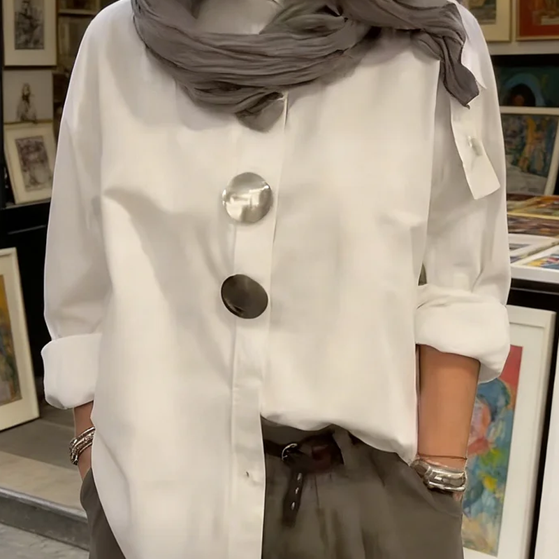 Cvijeta – Übergroß Bluse Mit Großen Metallknöpfen