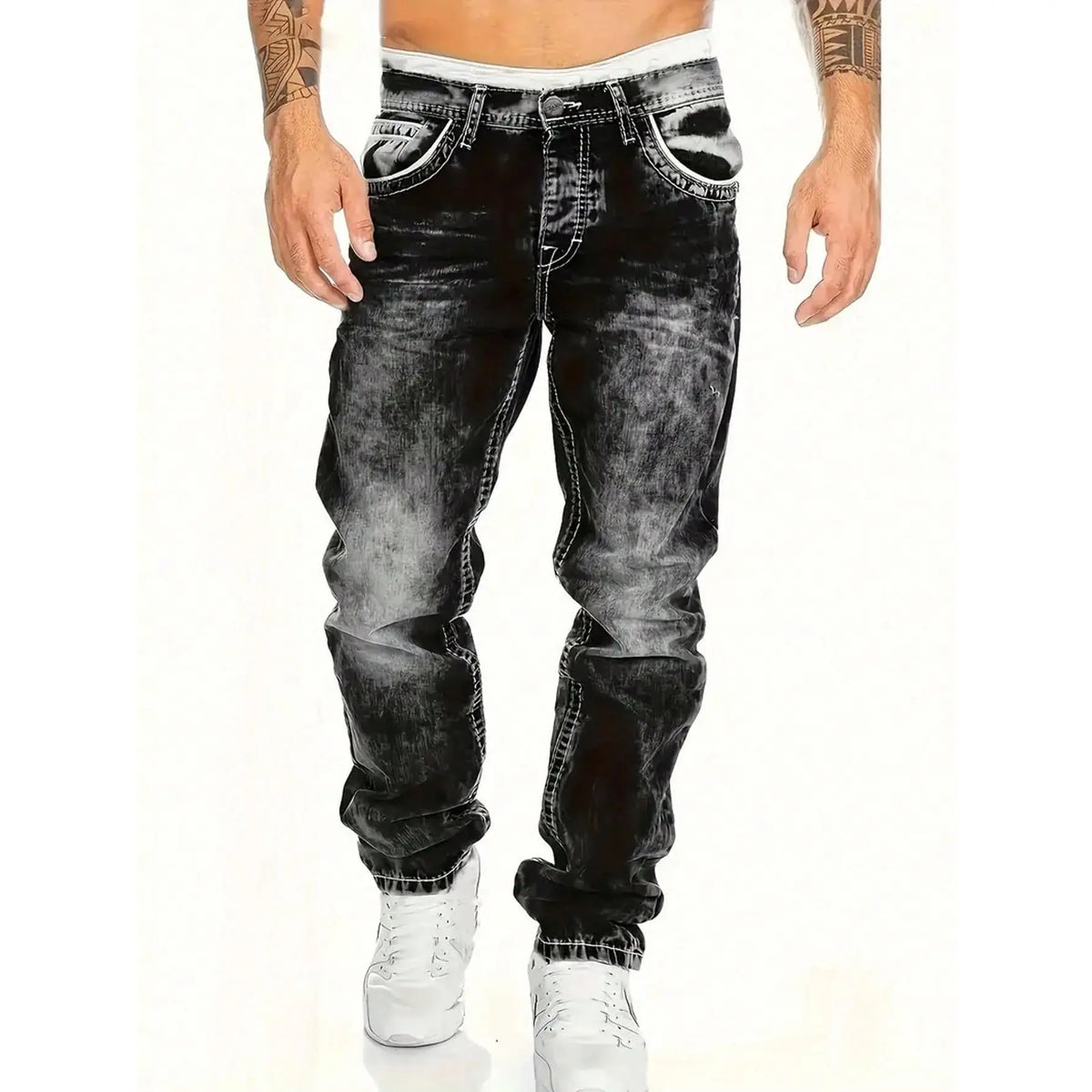 Dario - Gerade geschnittene Jeans in Vintage-Waschung