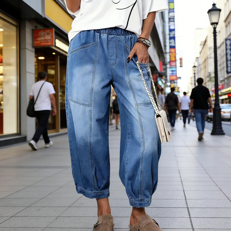 Madavi - Jeans Mit Elastischem Bund Und Lockerem Verkürztem Schnitt