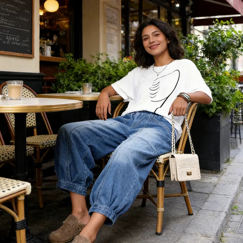 Madavi - Jeans Mit Elastischem Bund Und Lockerem Verkürztem Schnitt