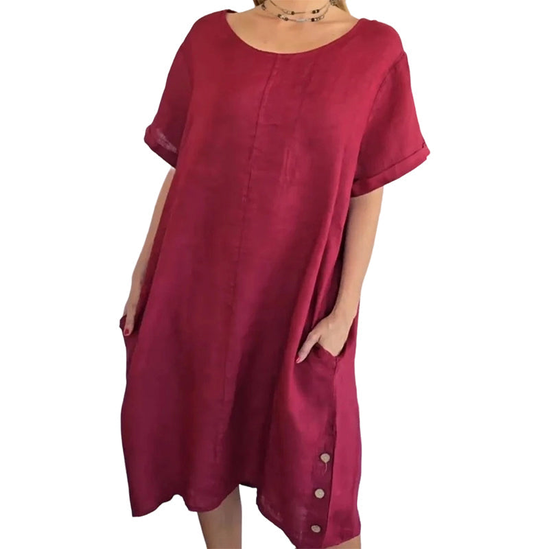 Sheela – Lässiges Kleid Aus Leinen Und Baumwolle Mit Taschen