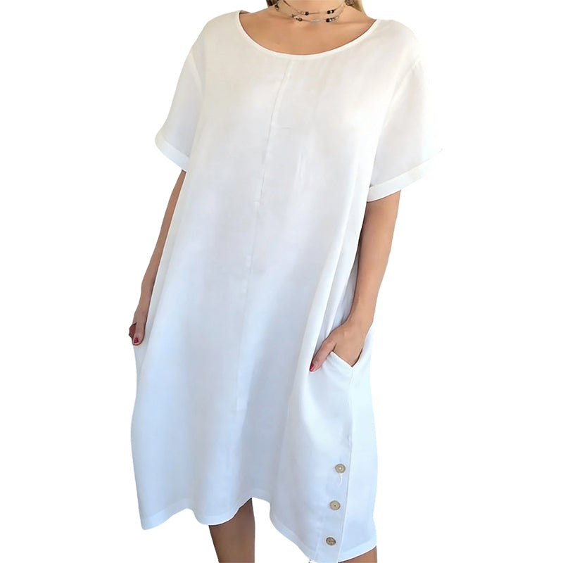 Sheela – Lässiges Kleid Aus Leinen Und Baumwolle Mit Taschen