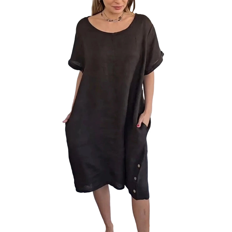 Sheela – Lässiges Kleid Aus Leinen Und Baumwolle Mit Taschen