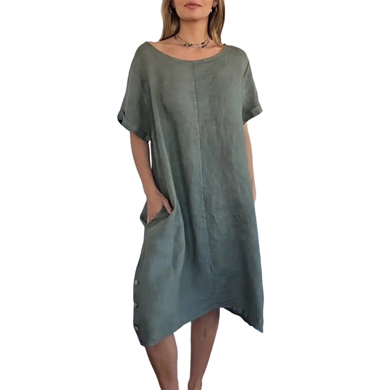 Sheela – Lässiges Kleid Aus Leinen Und Baumwolle Mit Taschen