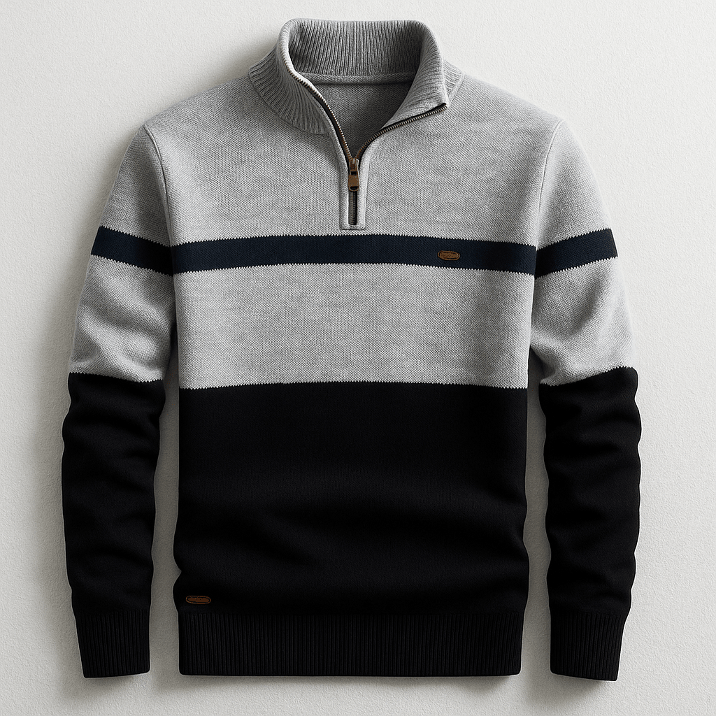 Strickpullover Herren Quarter Zip Color Block
